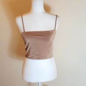Express tan body contour cropped top